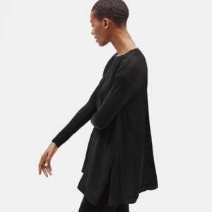 EILEEN FISHER HANDKERCHIEF LONG SLEEVE GREY TUNIC SILK PANEL SMALL